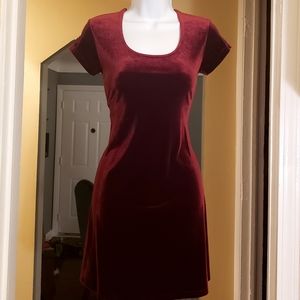 Red velvet mini dress